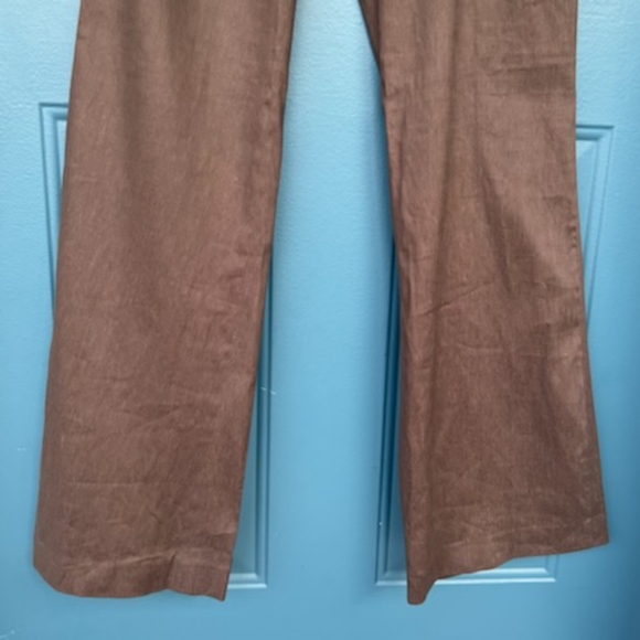 TAHARI LINEN BLEND COASTAL GRANNY BROWN ZIP PANTS NWT SIZE 8 - Picture 5 of 11